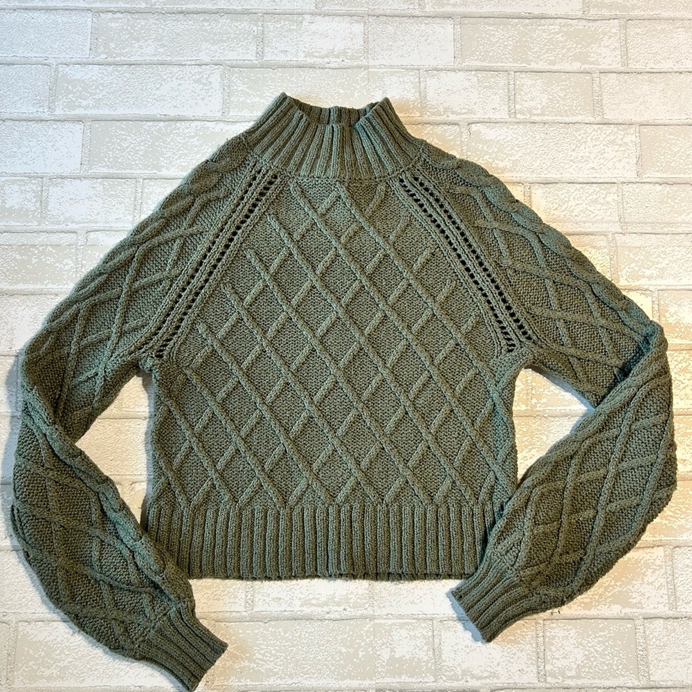 American Eagle Mock Neck Cable Knit Sweater